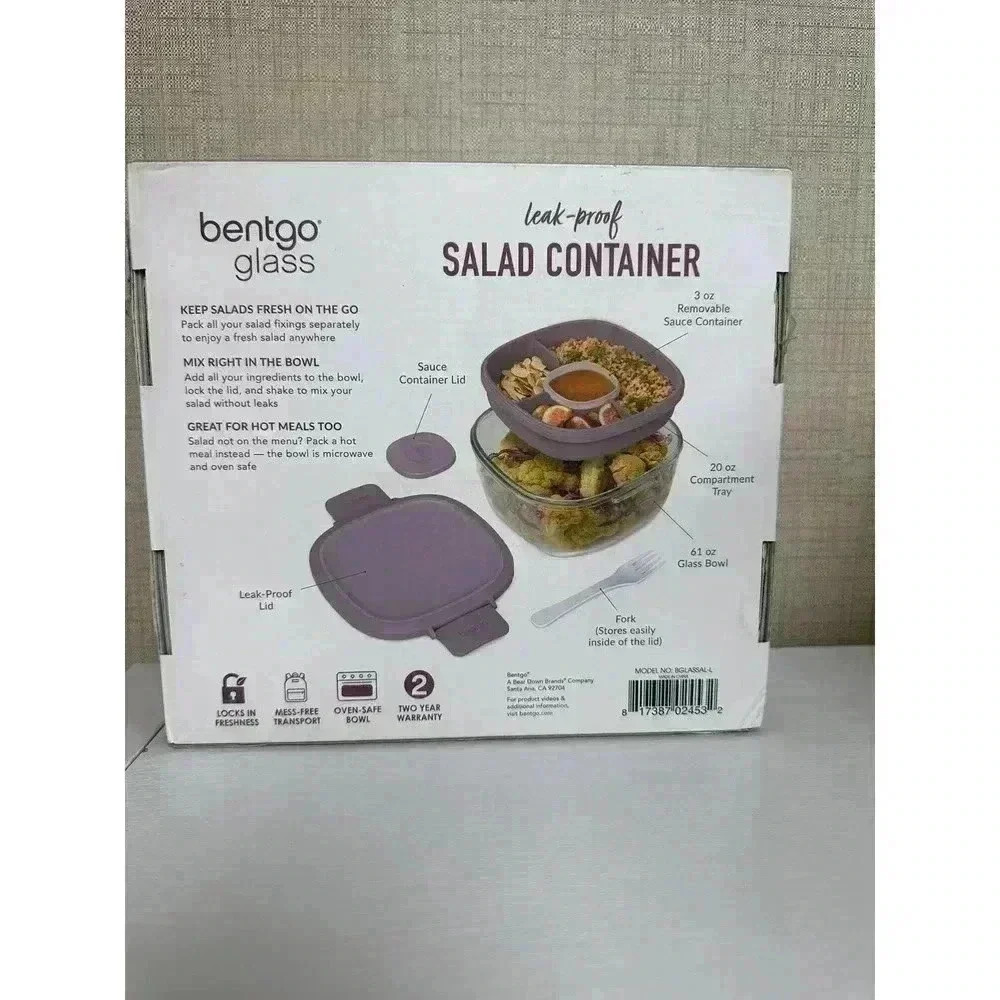 Bentgo Glass Leakproof Salad Container, Rose - Picture 3 of 4